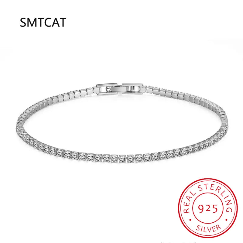 925 Sterling Silver Zircon Charm Bracelet for Women