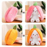 25cm Strawberry Carrot Bunny Plush Toy - Transformable Cuddly Rabbit Doll for Kids