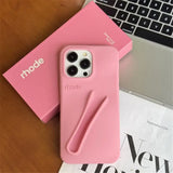 Estuche Rhode para iPhone 14 Pro y 15 Pro: funda de silicona suave con soporte para brillo de labios y lápiz labial, diseño mate y antideslizante