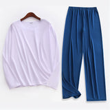 Men’s Solid Color Polyester Spandex Pajamas – Lightweight & Comfortable Sleepwear