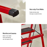3-Step Folding Ladder with Handrail - 300 lb Capacity Steel Step Stool for Home Use