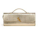 Women’s Serpentine PU Leather Baguette Bag – Fashion Shoulder Purse with Interior Pockets
