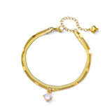 Pulsera de acero inoxidable con dijes de moda para mujer: diseño de plantas con cierre de pinza de langosta