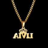 Collar con nombre y corona personalizado: joyas de acero inoxidable personalizadas para hombres y mujeres