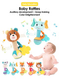 Muñeco de peluche con agarre manual de goma dental para bebé: juguete sonajero relajante interactivo