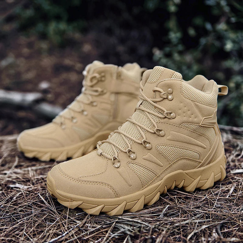 Men’s Tactical Desert Boots – Mid-Calf Military Work Boots with Lace-Up Design