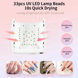 Portable 66W Rechargeable UV LED Nail Lamp – Professional Nail Dryer for Gel Polish with 33 LED Beads