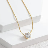 Gold Stainless Steel Heart Necklace – Dainty Zircon Pendant Chain for Women
