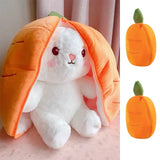 25cm Strawberry Carrot Bunny Plush Toy - Transformable Cuddly Rabbit Doll for Kids