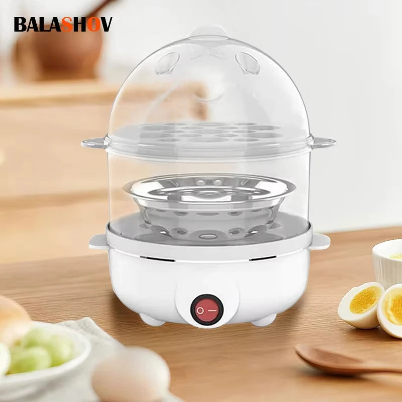 Cocedor de huevos eléctrico multifuncional: cocedor y vaporizador rápido de huevos de doble capa