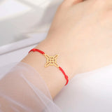 Witch’s Knot Stainless Steel Wax Rope Bracelet – Symbol of Protection & Strength
