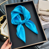 60cm Solid Color Silk Satin Neckerchief – Elegant Hijab Scarf for Women