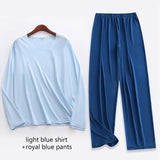 Men’s Solid Color Polyester Spandex Pajamas – Lightweight & Comfortable Sleepwear