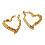 Heart-Shaped Stainless Steel Hoop Earrings with PVD Gold Plating – Elegant and Lightweight Jewelry for Women
