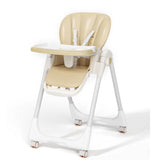 Trona para bebé Sejoy, trona plegable, respaldo ajustable, bandeja doble extraíble, cojín de cuero PU desmontable, trona para