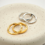 Minimalist Stackable Gold & Silver Ripple Rings – Stainless Steel Jewelry for Women & Men