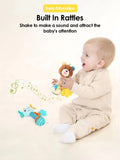 Muñeco de peluche con agarre manual de goma dental para bebé: juguete sonajero relajante interactivo
