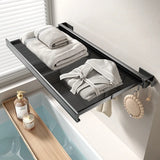 Estante de pared plegable sin taladros: estante de almacenamiento que ahorra espacio para baños y balcones