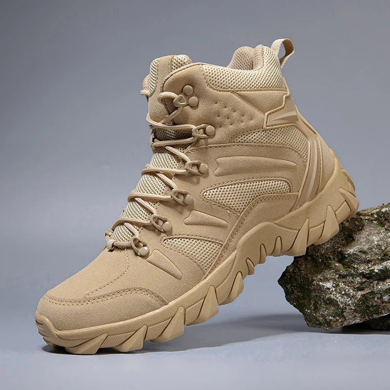 Men’s Tactical Desert Boots – Mid-Calf Military Work Boots with Lace-Up Design