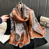Bufanda tipo hijab de seda satinada con diseño para mujer, bufanda de verano a la moda con protección solar para la playa, pañuelo para la cabeza para mujer, nuevo