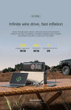 Portable Electric Air Pump with Tire Inflator, Pressure Gauge & Emergency Light