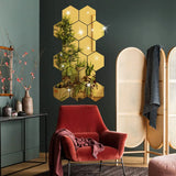 Pegatinas de pared con espejos hexagonales en 3D: decoración casera para sala de estar y dormitorio