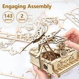 3D Wooden Piano Music Box - DIY Model Kit with Dancing Butterfly Mechanism