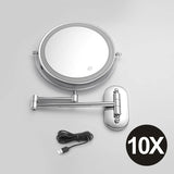 Wall-Mounted LED Makeup Mirror with Magnification and Dual-Sided Swivel