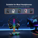 Soporte para auriculares New Bee Z12 RGB con cargador inalámbrico: soporte de escritorio para auriculares para juegos con puertos USB
