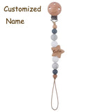 Clip para chupete de bebé personalizado: colgante de mordedor con cuentas de madera y silicona con nombre personalizado