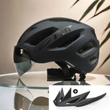 USB Rechargeable Bike Helmet with LED Light & Sun Visor - Lightweight Cycling Helmet for Men