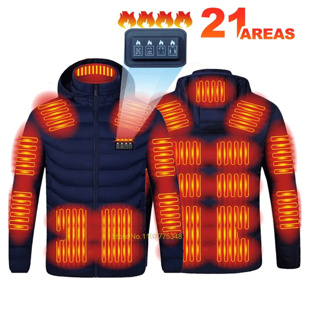 USB Heated Jacket for Men & Women - 21-Zone Heating for Winter Sports