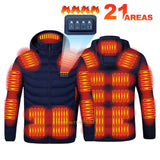 USB Heated Jacket for Men & Women - 21-Zone Heating for Winter Sports