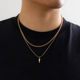 Stainless Steel Rivet Pendant & Snake Chain Necklace Set – Punk Cuban Link Choker for Men & Women