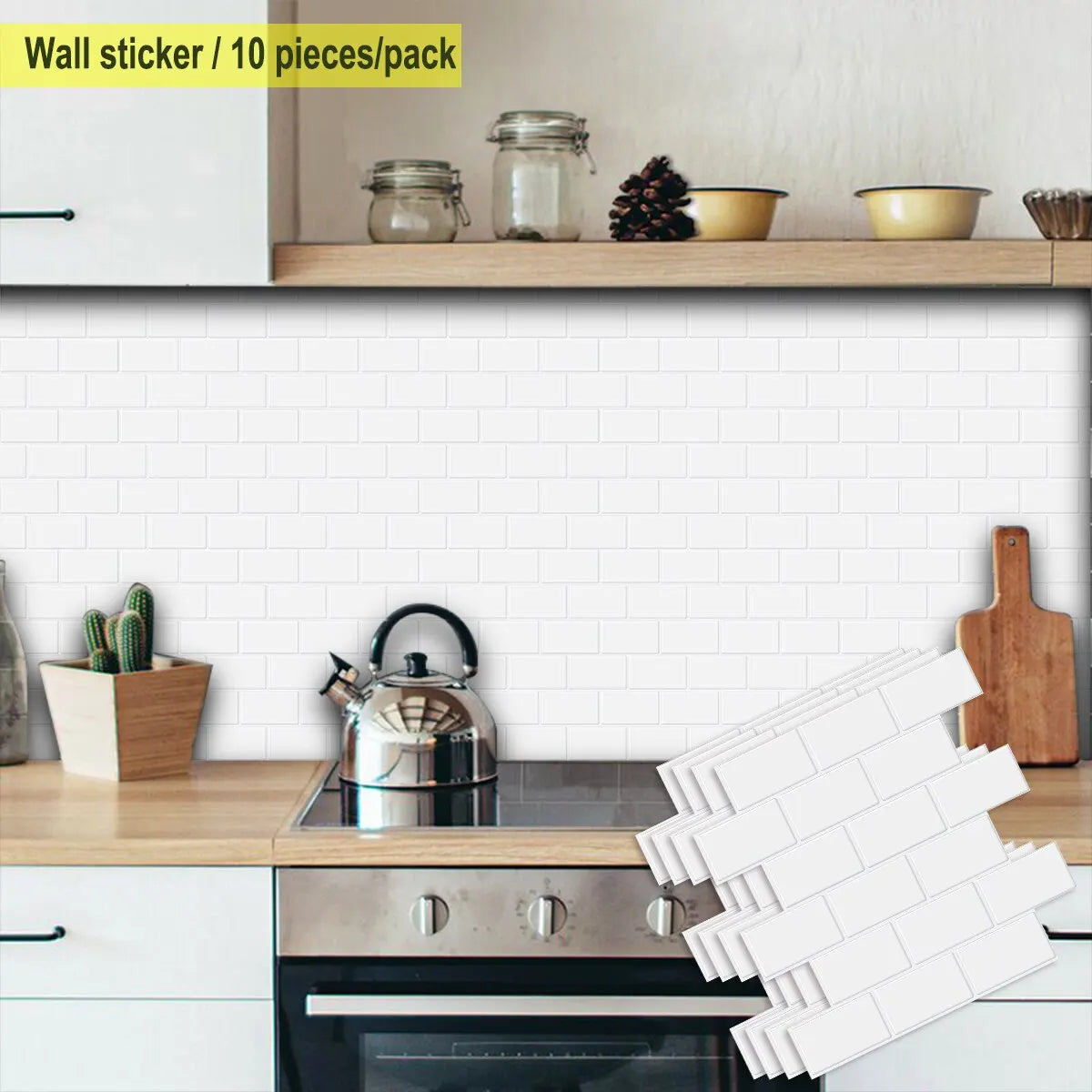 Adhesivos para azulejos de pared 3D despegables y pegables: vinilo resistente al agua para la cocina, el baño y la decoración del hogar