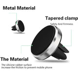 Soporte magnético para teléfono de coche: soporte para rejilla de ventilación, rotación de 360°, agarre magnético seguro
