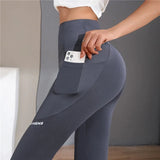 Women's Seamless High-Waist Leggings with Pocket - Yoga Workout Tights