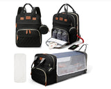 3-in-1 Diaper Bag Backpack with Foldable Baby Bed and USB Charging Port