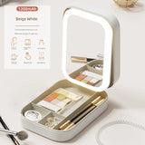 Portable LED Makeup Mirror with Storage – Compact Travel Vanity Organizer