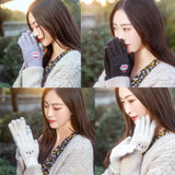 Cute Embroidered Bear Touchscreen Gloves – Warm Knit Winter Gloves for Women