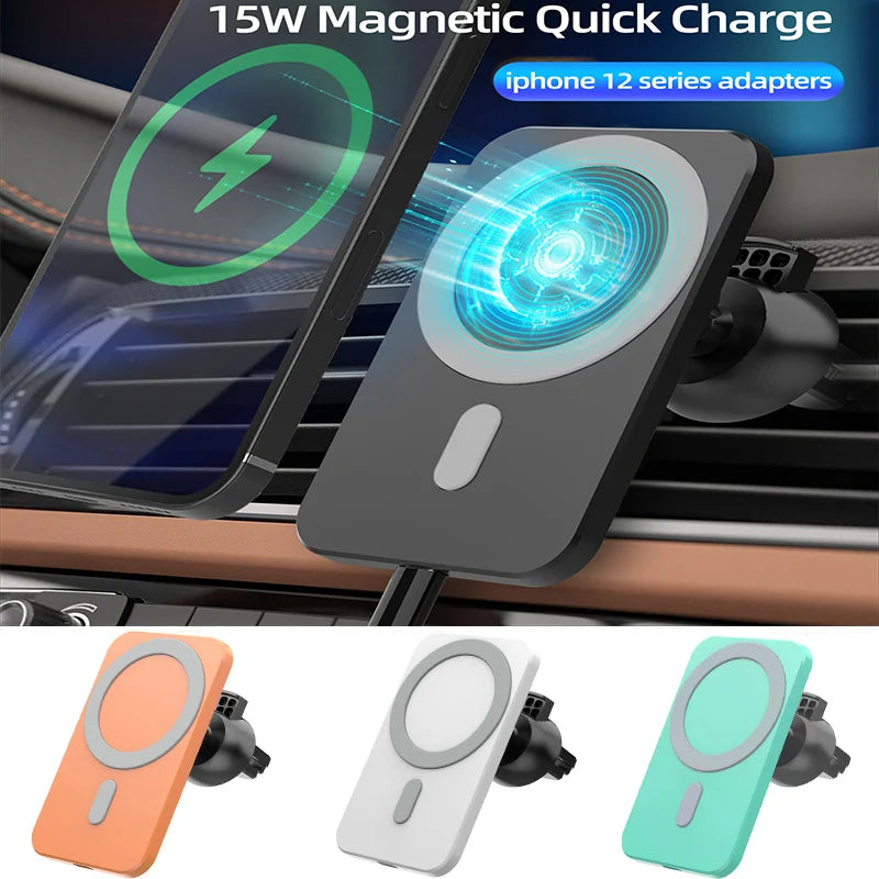 Cargador inalámbrico magnético para coche de 15 W: carga rápida y soporte seguro para el teléfono