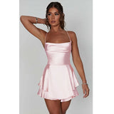 Sexy Satin Halter Dress - Elegant A-Line Mini Club Dress for Women