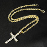 Iced Out Cross Pendant Necklace – Hip Hop Tennis Chain for Men & Women