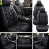Universal Fit PU Leather Car Seat Covers – Full Set Waterproof Cushion Pads for 5 Seats