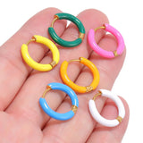 Stainless Steel Enamel Hoop Earrings for Women – Trendy Summer Style