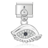 Moon Charm Stainless Steel Bracelet Link with CZ Accents