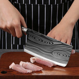Juego de cuchillos de cocina de Damasco con láser | Cuchillo de chef de acero inoxidable, tijeras y varilla de afilar