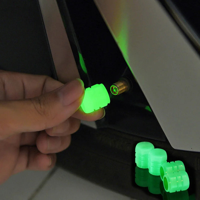 Glow-in-the-Dark Tire Valve Caps – Fluorescent Caps for Cars, Motorcycles & Bicycles