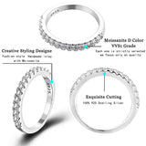 Moissanite Wedding Band Ring – 925 Sterling Silver with 18K White Gold Plating