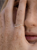 Anillo de plata de ley 925 100 % con circonitas y corona, chapado en oro, elegante joyería para mujer para uso diario y ocasiones especiales